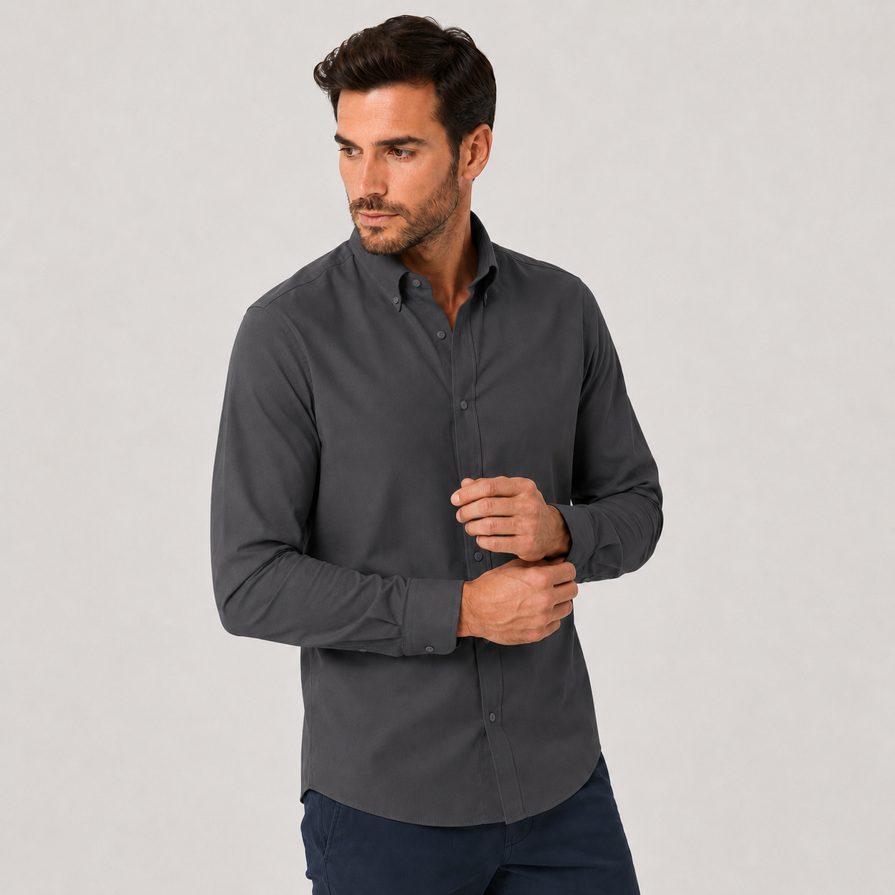 Chemise Oxford Homme Respirante - Gris foncé