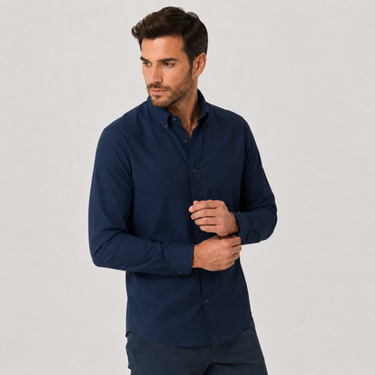 Chemise Oxford Homme Respirante - Bleu marine
