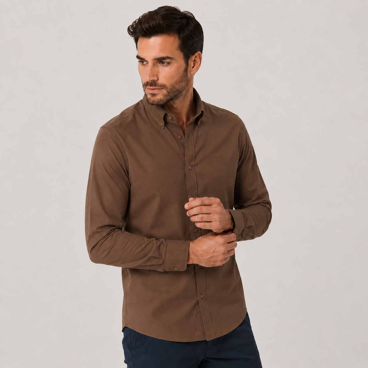 Chemise Oxford Homme Respirante - Marron